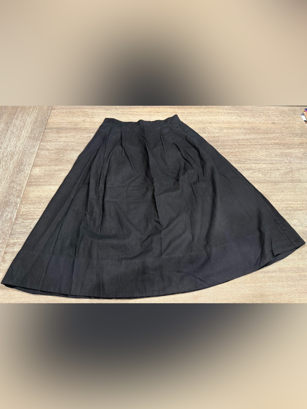 Banana Republic Black Linen-Blend Midi Skirt